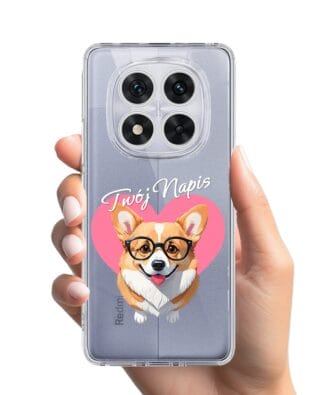 Etui do Xiaomi Redmi Note 14 Pro 5G przeźroczyste, silikonowe Flexi, Puppy Love, pies rasy Corgi
