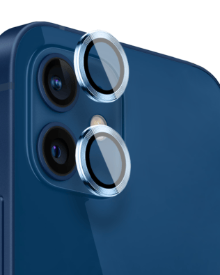 Metalowa osłona obiektywu aparatu ze szkła hartowanego 9H do iPhone 12, 1 zestaw, niebieski pacyficzny