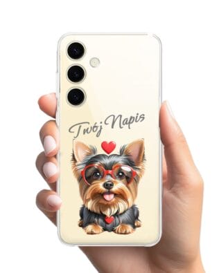 Etui do Samsung Galaxy S24 przeźroczyste, silikonowe Flexi, Puppy Love, pies rasy York