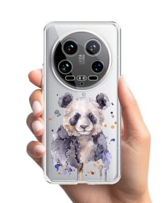 Etui do Xiaomi 14 Ultra przeźroczyste, silikonowe Flexi, Akwarelowe Zoo, Panda