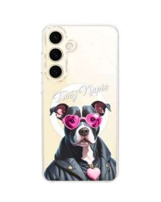 Etui do Samsung Galaxy S24 Plus z MagSafe przeźroczyste, silikonowe Flexi, Puppy Love, pies rasy Amstaff