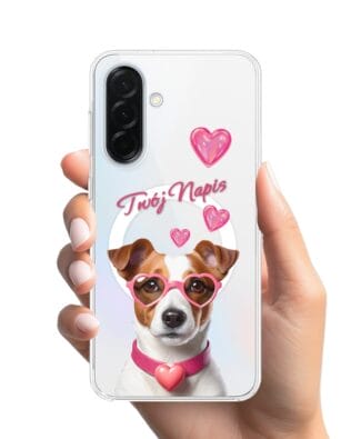 Etui do Samsung Galaxy A36 5G z MagSafe przeźroczyste, silikonowe Flexi, Puppy Love, pies rasy Jack Russell Terrier