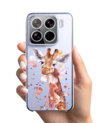 Etui do Xiaomi 15 przeźroczyste, silikonowe Flexi, Akwarelowe Zoo, Żyrafa