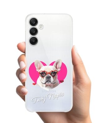 Etui do Samsung Galaxy A25 5G przeźroczyste, silikonowe Flexi, Puppy Love, pies rasy Buldog Francuski