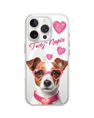 Etui do iPhone 15 Pro z MagSafe przeźroczyste, silikonowe Flexi, Puppy Love, pies rasy Jack Russell Terrier