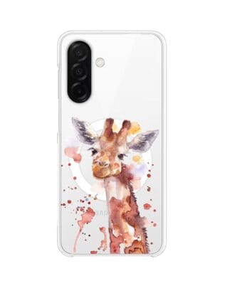 Etui do Samsung Galaxy A26 5G z MagSafe przeźroczyste, silikonowe Flexi, Akwarelowe Zoo, Żyrafa