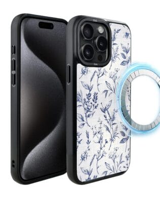 Etui do iPhone 15 Pro IBIZU DropGuard Matt z MagSafe, Pastel Bloom, Lazurowe szepty