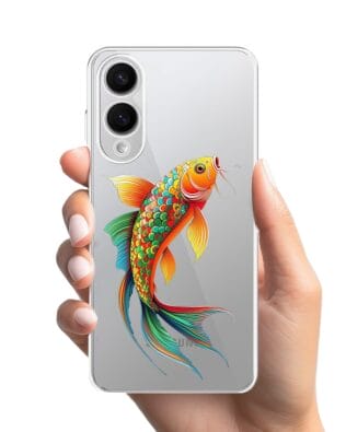 Etui do Samsung Galaxy S25 Edge przeźroczyste, silikonowe Flexi, Dzika Mandala, Złota ryba