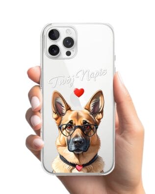 Etui do iPhone 12 Pro Max przeźroczyste, silikonowe Flexi, Puppy Love, pies rasy Owczarek Niemiecki