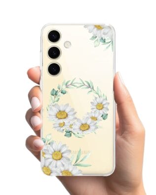 Etui do Samsung Galaxy S24 Plus przeźroczyste, silikonowe Flexi, wianek stokrotek