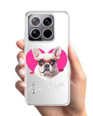 Etui do Xiaomi 14 Pro przeźroczyste, silikonowe Flexi, Puppy Love, pies rasy Buldog Francuski