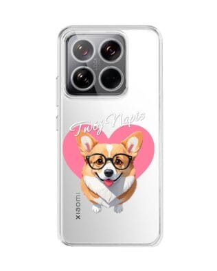 Etui do Xiaomi 14 Pro przeźroczyste, silikonowe Flexi, Puppy Love, pies rasy Corgi