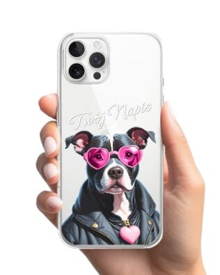 Etui do iPhone 12 Pro Max przeźroczyste, silikonowe Flexi, Puppy Love, pies rasy Amstaff