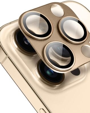 Metalowa osłona na cały aparat z wbudowanymi szkłami do iPhone 13 Pro, złota