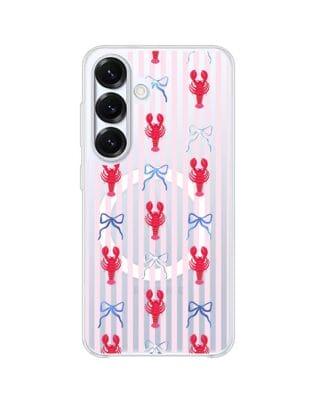 Etui do Samsung Galaxy S25 z MagSafe przeźroczyste, silikonowe Flexi, krab i kokardki