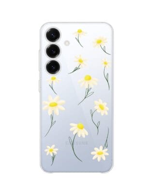 Etui do Samsung Galaxy S25 Plus przeźroczyste, silikonowe Flexi, stokrotki