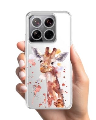 Etui do Xiaomi 14 Pro przeźroczyste, silikonowe Flexi, Akwarelowe Zoo, Żyrafa