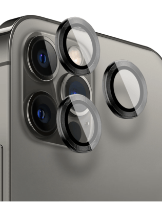 Metalowa osłona obiektywu aparatu ze szkła hartowanego 9H do iPhone 12 Pro Max, 1 zestaw, czarna