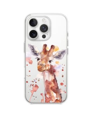 Etui do iPhone 14 Pro Max przeźroczyste, silikonowe Flexi, Akwarelowe Zoo, Żyrafa