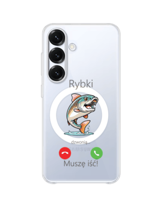 Etui do Samsung Galaxy S25 z MagSafe przeźroczyste, silikonowe Flexi, rybki dzwonią
