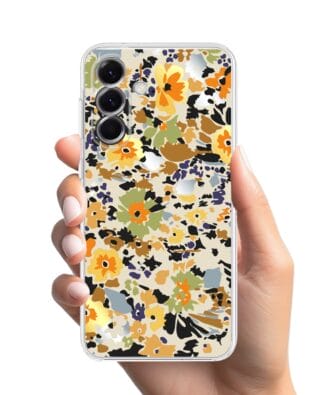 Etui do Samsung Galaxy A56 5G przeźroczyste, silikonowe Flexi, malowane kwiatki