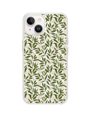 Etui do iPhone 13 przeźroczyste, silikonowe Flexi, zielone gałązki
