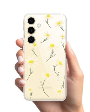 Etui do Samsung Galaxy S24 Plus przeźroczyste, silikonowe Flexi, stokrotki