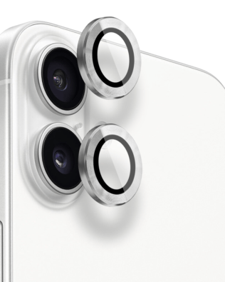 Metalowa osłona obiektywu aparatu ze szkła hartowanego 9H do iPhone 16, 1 zestaw, srebrna