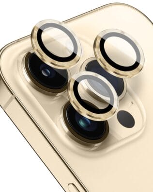 Metalowa osłona obiektywu aparatu ze szkła hartowanego 9H do iPhone 13 Pro Max, 1 zestaw, złota