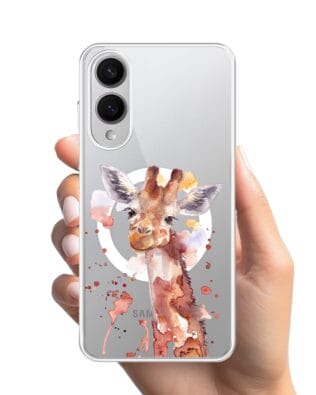 Etui do Samsung Galaxy S25 Edge z MagSafe przeźroczyste, silikonowe Flexi, Akwarelowe Zoo, Żyrafa