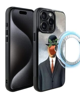 Etui do iPhone 15 Pro IBIZU DropGuard Matt z MagSafe, Rene Magritte, syn człowieczy