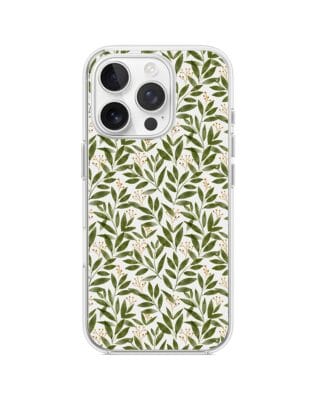 Etui do iPhone 13 Pro Max z MagSafe przeźroczyste, silikonowe Flexi, zielone gałązki