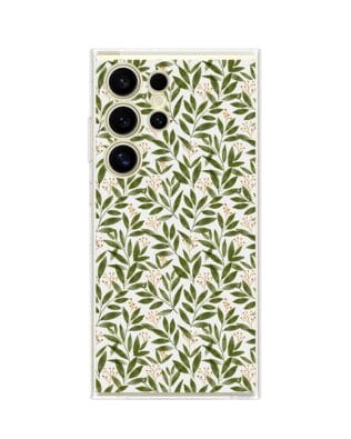 Etui do Samsung Galaxy S24 Ultra przeźroczyste, silikonowe Flexi, zielone gałązki