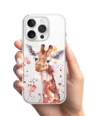 Etui do iPhone 13 Pro Max przeźroczyste, silikonowe Flexi, Akwarelowe Zoo, Żyrafa