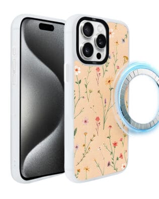 Etui do iPhone 15 Pro Max IBIZU DropGuard Matt z MagSafe, Pastel Bloom, Koralowa łąka