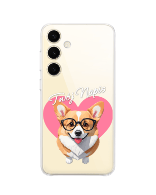 Etui do Samsung Galaxy S24 przeźroczyste, silikonowe Flexi, Puppy Love, pies rasy Corgi