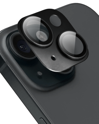 Metalowa osłona na cały aparat z wbudowanymi szkłami do iPhone 15 Plus, czarna