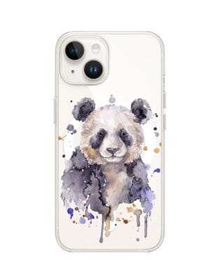 Etui do iPhone 14 z MagSafe przeźroczyste, silikonowe Flexi, Akwarelowe Zoo, Panda