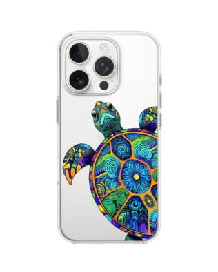 Etui do iPhone 16 Pro Max przeźroczyste, silikonowe Flexi, Dzika Mandala, Żółw