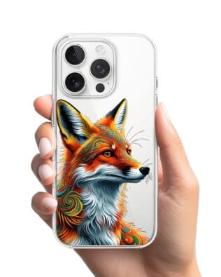 Etui do iPhone 16 Pro Max przeźroczyste, silikonowe Flexi, Dzika Mandala, Twarz lisa