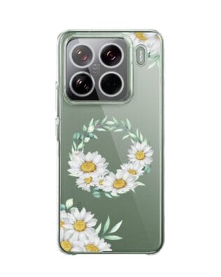 Etui do Xiaomi 15 Pro przeźroczyste, silikonowe Flexi, wianek stokrotek