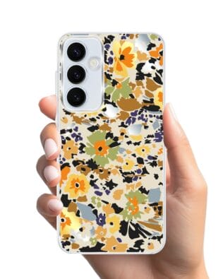 Etui do Samsung Galaxy A55 5G z MagSafe przeźroczyste, silikonowe Flexi, malowane kwiatki