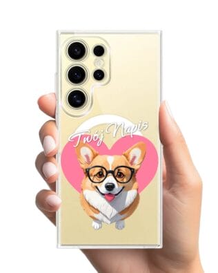 Etui do Samsung Galaxy S24 Ultra z MagSafe przeźroczyste, silikonowe Flexi, Puppy Love, pies rasy Corgi