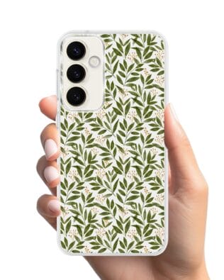 Etui do Samsung Galaxy S23 Plus z MagSafe przeźroczyste, silikonowe Flexi, zielone gałązki