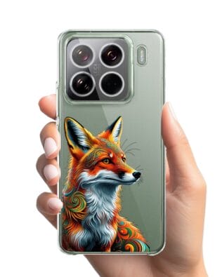Etui do Xiaomi 15 Pro przeźroczyste, silikonowe Flexi, Dzika Mandala, Twarz lisa