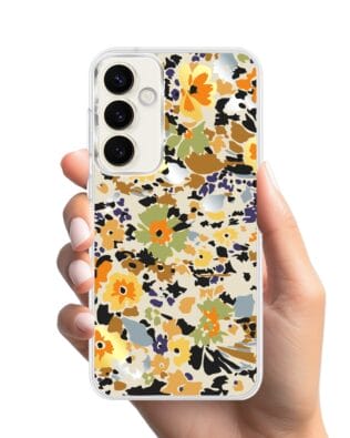 Etui do Samsung Galaxy S23 z MagSafe przeźroczyste, silikonowe Flexi, malowane kwiatki