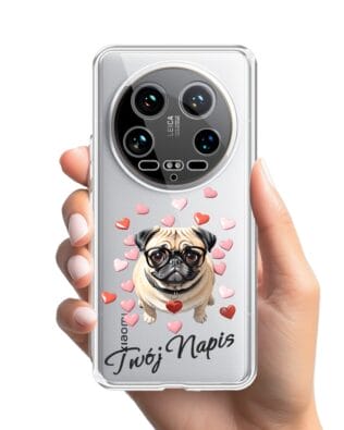 Etui do Xiaomi 14 Ultra przeźroczyste, silikonowe Flexi, Puppy Love, pies rasy Mops
