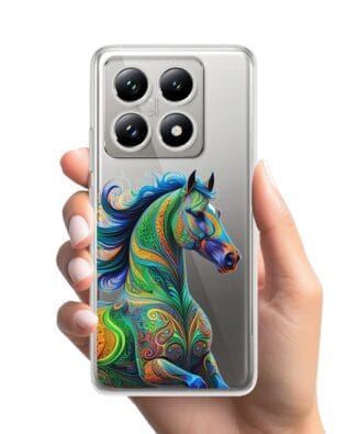 Etui do Xiaomi 14T przeźroczyste, silikonowe Flexi, Dzika Mandala, Koń