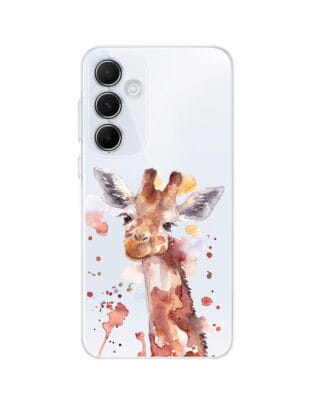 Etui do Samsung Galaxy A35 5G przeźroczyste, silikonowe Flexi, Akwarelowe Zoo, Żyrafa