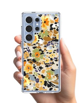 Etui do Samsung Galaxy S25 Ultra z MagSafe przeźroczyste, silikonowe Flexi, malowane kwiatki